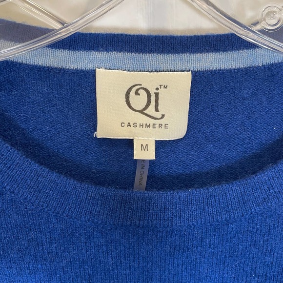 100% Cashmere Pullover Sweater Cobalt Blue Crew / Round Neck M - Picture 2 of 4